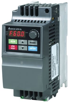 Delta VFD-EL 系列 IP20 0.75 kW 变频器驱动, 0 → 600Hz, 3.2 A, 380 → 480 V 交流, 使用于传送机、卷绕器、水泵的恒定压力控制
Delta VFD-EL 系列 IP20 0.75 kW 变频器驱动, 0 → 600Hz, 3.2 A, 380 → 480 V 交流, 使用于传送机、卷绕器、水泵的恒定压力控制