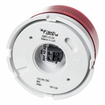 Klaxon Flashguard Xenon 系列 红色灯罩 氙 闪光 信号灯塔 QBS-0039, 12 V 直流，24 V 直流, 表面安装
		
