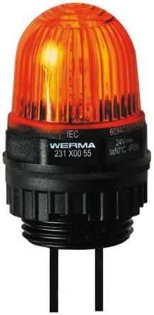 Werma 231 系列 黄色灯罩 LED, 稳定灯光 信号灯塔 23130055, 24 V 直流, 面板安装
		