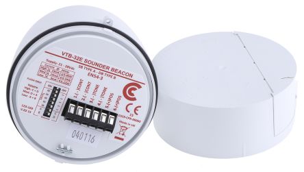 Cranford Controls Combi 32 系列 琥珀色灯罩 闪光 LED 发声器 - 信号灯塔组合, 电子发声, 表面安装, 18 → 35 V 直流, 93dB
		