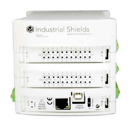 Industrial Shields M-Duino系列 PLC CPU, 以太网,Modbus, 256 kB(引导程序使用 8 kB)编程容量, 42 I/O 端口, DIN导轨安装, 12 → 24 V 直流类别
Industrial Shields M-Duino系列 PLC CPU, 以太网,Modbus, 256 kB(引导程序使用 8 kB)编程容量, 42 I/O 端口, DIN导轨安装, 12 → 24 V 直流类别