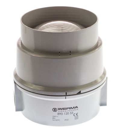 Werma 890 系列 红色灯罩 LED, 稳定灯光 信号灯塔 890 120 55, 12 → 24 V 直流, 底座安装
		