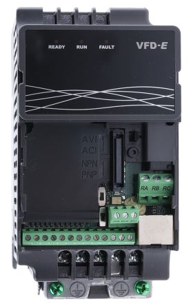Delta VFD-E 系列 IP20 0.5 kW 变频器驱动, 0 → 600 Hz, 4.3 A, 460 V, 使用于1.5 kW 交流电动机
Delta VFD-E 系列 IP20 0.5 kW 变频器驱动, 0 → 600 Hz, 4.3 A, 460 V, 使用于1.5 kW 交流电动机