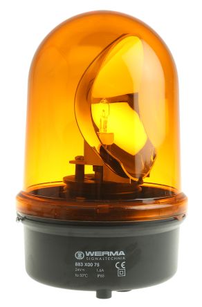 Werma 883 系列 黄色灯罩 氙 旋转 信号灯塔 88330075, 24 V 交流/直流, 表面安装
		