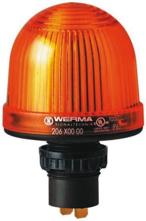Werma 206 系列 黄色灯罩 白炽，LED, 稳定灯光 信号灯塔 20630000, 12 → 48 V 交流/直流, 面板安装
		