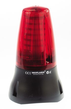 Moflash LEDA125 系列 红色灯罩 闪光，静态 LED 信号灯塔 - 蜂鸣器组合, 蜂鸣器发声, 表面安装, 24 V 直流
		