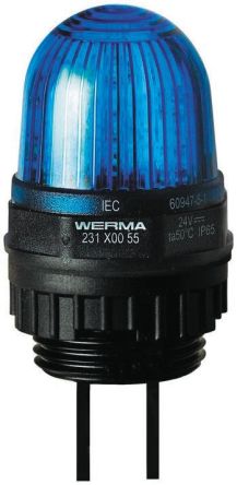 Werma 231 系列 蓝色灯罩 LED, 稳定灯光 信号灯塔 23150055, 24 V 直流, 面板安装
		
