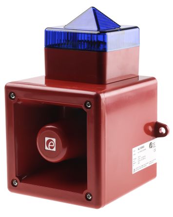 e2s AL105N 系列 蓝色灯罩 闪光 氙 发声器 - 信号灯塔组合, 电子发声, 表面安装, 24 V 直流, 105dB
		