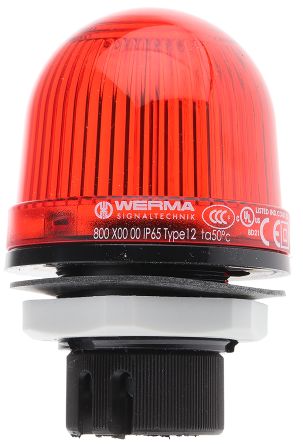 Werma 800 系列 红色灯罩 白炽, 稳定灯光 信号灯塔 80010000, 12 → 240 V 交流/直流, 面板安装
		