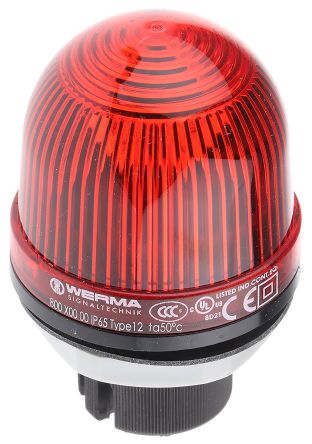 Werma 800 系列 红色灯罩 白炽, 稳定灯光 信号灯塔 80010000, 12 → 240 V 交流/直流, 面板安装
		