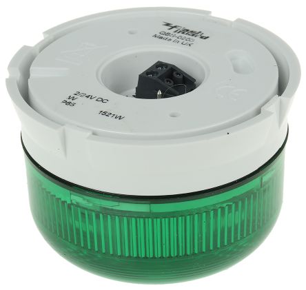 Klaxon Flashguard Xenon 系列 绿色灯罩 氙 闪光 信号灯塔 QBS-0203, 12 V 直流，24 V 直流, 表面安装
		