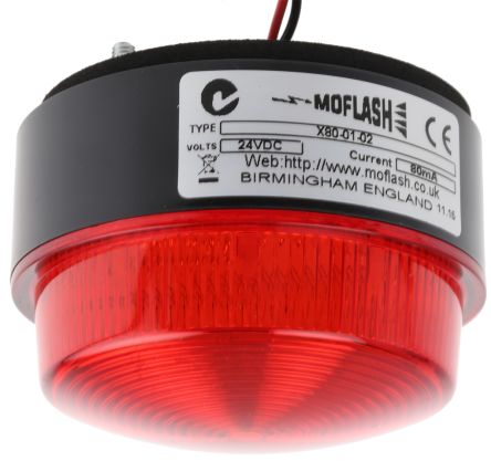 Moflash X 80 系列 红色灯罩 氙 闪光 信号灯塔 X80-01-02, 24 V 直流, 表面安装
		