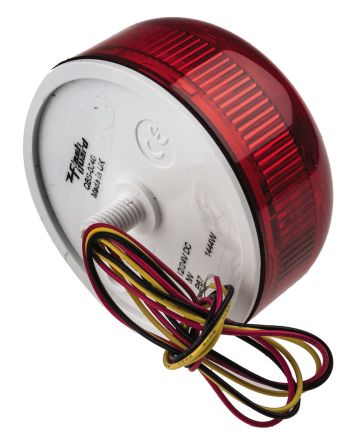 Klaxon Flashguard Xenon 系列 红色灯罩 氙 闪光 信号灯塔 QBS-0040, 12 V 直流，24 V 直流, 表面安装
		