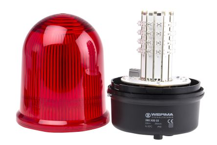 Werma 280 系列 红色灯罩 LED, 稳定灯光 信号灯塔 28010055, 12 → 50 V 直流, 表面安装
		