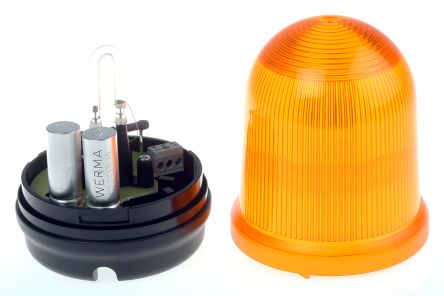 Werma 828 系列 黄色灯罩 氙 闪光 信号灯塔 82830068, 230 V 交流, 表面安装
		