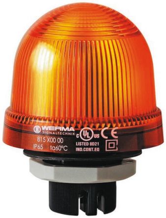 Werma 817 系列 黄色灯罩 氙 闪光 信号灯塔 81730055, 24 V 直流, 面板安装
		