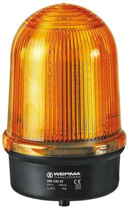 Werma 280 系列 黄色灯罩 LED 闪光 信号灯塔 28035055, 24 V 直流, 表面安装
		
