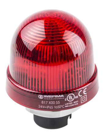 Werma 817 系列 红色灯罩 氙 闪光 信号灯塔 81710055, 24 V 直流, 面板安装
		