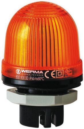 Werma 801 系列 黄色灯罩 LED, 稳定灯光 信号灯塔 80130075, 24 V 交流/直流, 面板安装
		