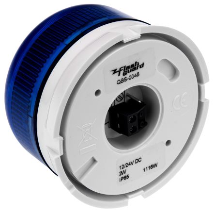 Klaxon Flashguard Xenon 系列 蓝色灯罩 氙 闪光 信号灯塔 QBS-0048, 12 V 直流，24 V 直流, 表面安装
		