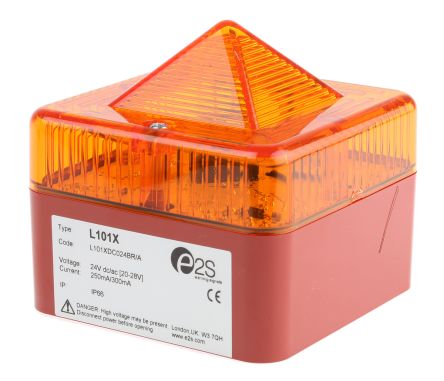 e2s L101 系列 琥珀色灯罩 氙 闪光 信号灯塔 L101DC24R/A, 20 → 28 V, 表面安装
		