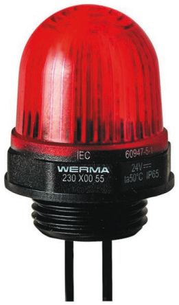 Werma 230 系列 红色灯罩 LED, 稳定灯光 信号灯塔 23010055, 24 V 直流, 面板安装
		
