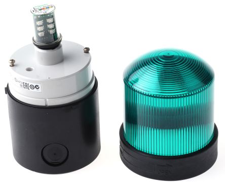 Schneider Electric XVB 系列 绿色灯罩 LED, 稳定灯光 信号灯塔 XVBL0B3, 24 V 交流/直流, 底座安装
		