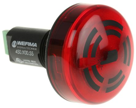 Werma 450 系列 红色灯罩 静态 LED 信号灯塔 - 蜂鸣器组合, 蜂鸣器发声, 面板安装, 24 V 直流
Werma 450 系列 红色灯罩 静态 LED 信号灯塔 - 蜂鸣器组合, 蜂鸣器发声, 面板安装, 24 V 直流