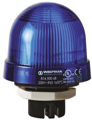 Werma 815 系列 蓝色灯罩 白炽, 稳定灯光 信号灯塔 81550000, 12 → 240 V 交流/直流, 面板安装
		