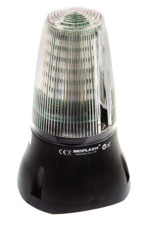Moflash LEDA125 系列 透明灯罩 闪光，静态 LED 发声器 - 信号灯塔组合, 电子发声, 表面安装, 24 V 直流, 90dB
		