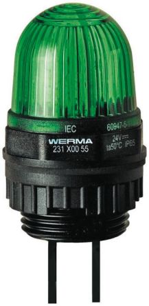Werma 231 系列 绿色灯罩 LED, 稳定灯光 信号灯塔 23120055, 24 V 直流, 面板安装
		