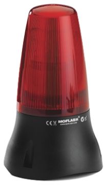 Moflash LEDA125 系列 红色灯罩 闪光，静态 LED 信号灯塔 - 蜂鸣器组合, 蜂鸣器发声, 底座安装, 115 V 交流, 90dB
		