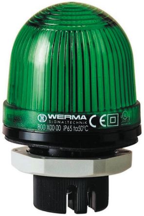 Werma 801 系列 绿色灯罩 LED, 稳定灯光 信号灯塔 80120068, 230 V 交流, 面板安装
		