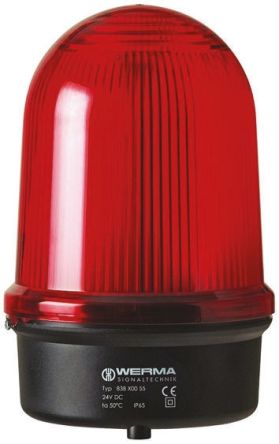 Werma 280 系列 红色灯罩 LED 旋转 信号灯塔 28012068, 115 V 交流，230 V 交流, 表面安装
		