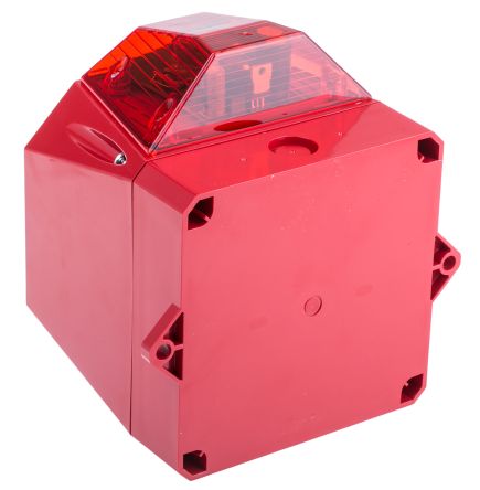 Fulleon Asserta Midi 系列 红色灯罩 闪光 LED 发声器 - 信号灯塔组合, 电子发声, 表面安装, 9 → 60 V 直流, 108dB
		